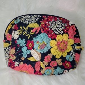 Vera Bradley Cosmetic Bag Floral Navy Blue Yellow Blue Pink flowers Boho